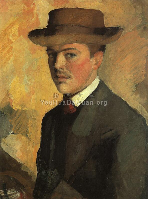 Self-Portrait with Hat - 奥古斯特·马克